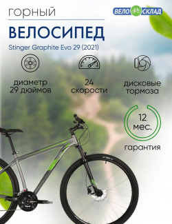 Горный велосипед Stinger Graphite Evo 29  год 2021 цвет Серебристый ростовка 20