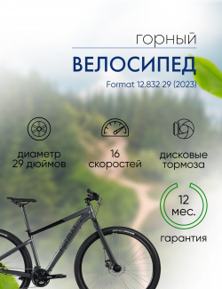 Горный велосипед Format 1432 29  год 2023 цвет Серебристый Черный ростовка 19