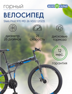 Складной велосипед Stels Pilot 970 MD 26 V022  год 2023 цвет Серебристый ростовка 19