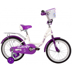 Детский велосипед Novatrack Butterfly 16  год 2023 цвет Белый Фиолетовый