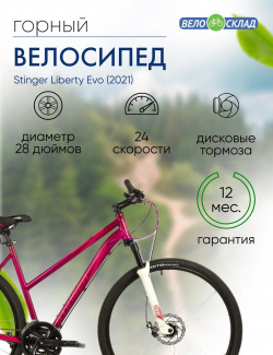 Женский велосипед Stinger Liberty Evo  год 2021 цвет Розовый ростовка 19