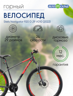 Горный велосипед Stels Navigator 920 D 29 V010  год 2022 цвет Серебристый Красный ростовка 16 5