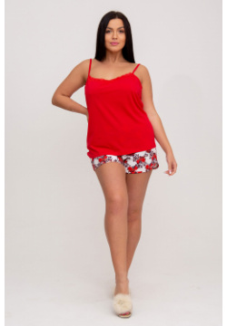 Жен  пижама с шортами арт 23 0098 Красный р 52 Моделлини Размер 52, размер: 52 RU