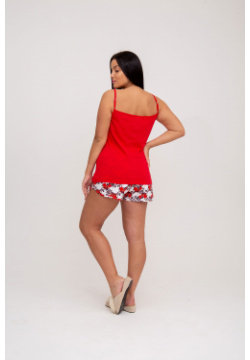 Жен  пижама с шортами арт 23 0098 Красный р 52 Моделлини