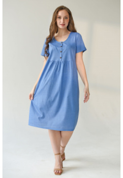 Жен  платье повседневное "Июль" Голубой р 52 Оптима трикотаж Июль Размер 52, размер: 52 RU