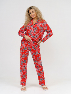 Жен  пижама с брюками арт 16 0756 Красный р 50 НСД Трикотаж