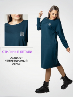 Жен  платье повседневное арт 17 0400 Петроль р 54 ЕленаТекс
