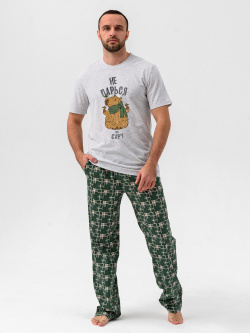 Муж  пижама "Капибара" Зеленый р 48 Оптима трикотаж Капибара