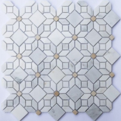 Каменная мозаика Orro Mosaic  Stone Camomile (Oriental Whtie+AnticGold) Pol 30 5х30 5 см
