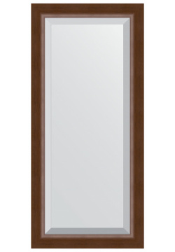 Зеркало Evoform BY 1147 Exclusive 112х52 с фацетом в багетной раме  Орех 65 мм