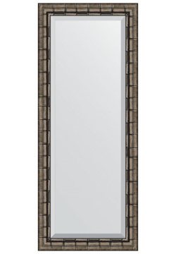Зеркало Evoform BY 1166 Exclusive 143х58 с фацетом в багетной раме  Серебряный бамбук 73 мм