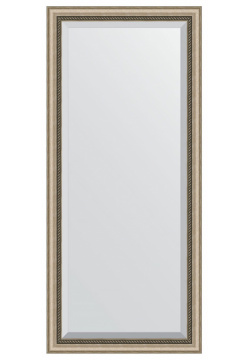 Зеркало Evoform BY 1202 Exclusive 163х73 с фацетом в багетной раме  Состаренное серебро плетением 70 мм