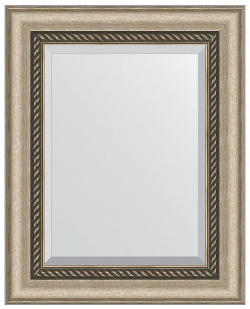 Зеркало Evoform BY 1354 Exclusive 53х43 с фацетом в багетной раме  Состаренное серебро плетением 70 мм