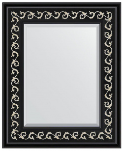 Зеркало Evoform BY 1357 Exclusive 55х45 с фацетом в багетной раме  Черный ардеко 81 мм