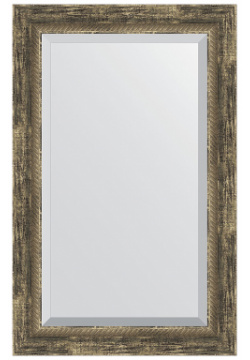 Зеркало Evoform BY 3408 Exclusive 83х53 с фацетом в багетной раме  Старое дерево плетением 70 мм