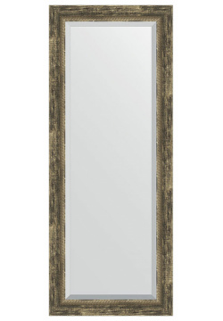 Зеркало Evoform BY 3512 Exclusive 133х53 с фацетом в багетной раме  Старое дерево плетением 70 мм