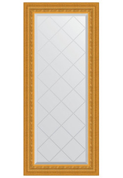 Зеркало Evoform BY 4052 Exclusive G 124х55 с гравировкой в багетной раме  Сусальное золото 80 мм