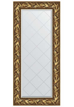 Зеркало Evoform BY 4070 Exclusive G 128х59 с гравировкой в багетной раме  Византия золото 99 мм