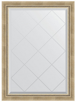 Зеркало Evoform BY 4175 Exclusive G 101х73 с гравировкой в багетной раме  Состаренное серебро плетением 70 мм
