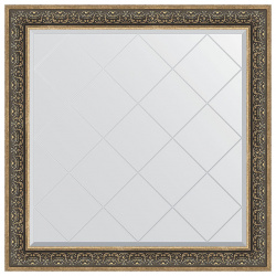 Зеркало Evoform BY 4465 Exclusive G 109х109 с гравировкой в багетной раме  Вензель серебряный 101 мм