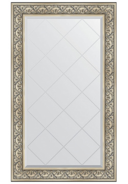 Зеркало Evoform BY 4252 Exclusive G 135х80 с гравировкой в багетной раме  Барокко серебро 106 мм
