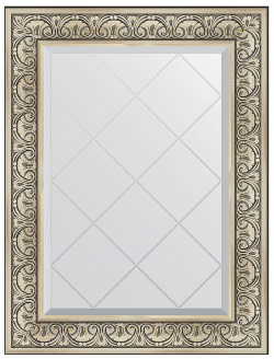 Зеркало Evoform BY 4123 Exclusive G 92х70 с гравировкой в багетной раме  Барокко серебро 106 мм