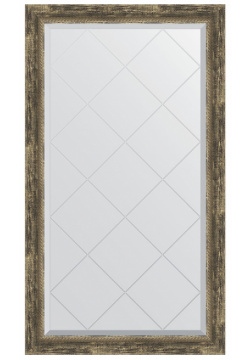 Зеркало Evoform BY 4221 Exclusive G 128х73 с гравировкой в багетной раме  Старое дерево плетением 70 мм