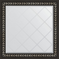Зеркало Evoform BY 4311 Exclusive G 85х85 с гравировкой в багетной раме  Черный ардеко 81 мм