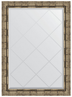 Зеркало Evoform BY 4179 Exclusive G 101х73 с гравировкой в багетной раме  Серебряный бамбук 73 мм