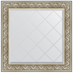 Зеркало Evoform BY 4338 Exclusive G 90х90 с гравировкой в багетной раме  Барокко серебро 106 мм
