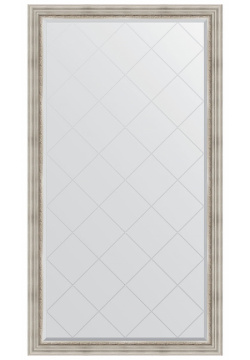 Зеркало Evoform BY 6358 Exclusive G Floor 201х111 с гравировкой в багетной раме  Римское серебро 88 мм