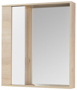 Зеркало со шкафом Aquaton 1A240302BN010 Бостон 75 с подсветкой Дуб эврика Белый глянец