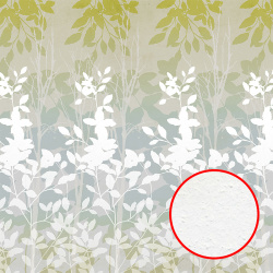 Фреска Ortograf 31304 (бархат FX) Flora Фактура бархат FX Флизелин (2 7*2 7) Зеленый/Серый/Белый  Листья