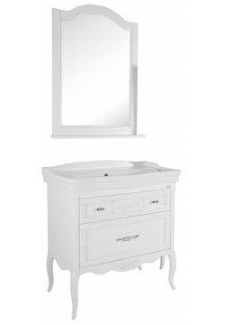 Комплект мебели для ванной ASB Woodline 11247+23419+11232 Модерн 85 Белый с патиной Серебро