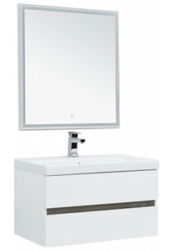 Комплект мебели для ванной Aquanet 258909 Беркли 80 подвесной Белый Дуб рошелье