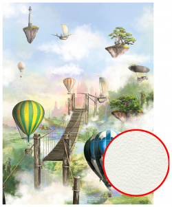 Фреска детская Ortograf 30775 (флок FLK) Сказочная страна Фактура флок FLK Флизелин (2*2 7) Голубой/Зеленый  Воздушные шары