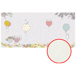 Фреска детская Ortograf 32935 (флок FLK) Для самых маленьких Фактура флок FLK Флизелин (5 7*2 7) Сиреневый/Разноцветный  Животные/Воздушные шары