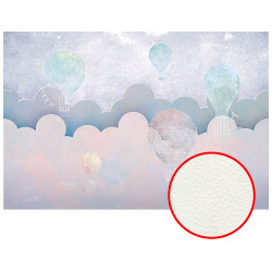 Фреска детская Ortograf 32961 (флок FLK) Для самых маленьких Фактура флок FLK Флизелин (4*2 7) Сиреневый/Розовый  Облака/Воздушные шары