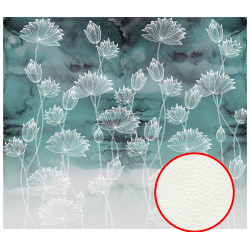 Фреска Ortograf 31606 (флок FLK) Flower Dreams Фактура флок FLK Флизелин (3 1*2 7) Бирюзовый/Белый  Цветы