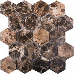 Керамическая мозаика StarMosaic С0003829 Wild Stone Hexagon Dark Emperador Polished JMST6303P 26 0x28 2 см