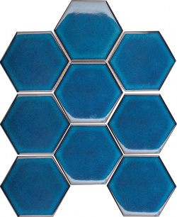 Керамическая мозаика StarMosaic С0004060 Hexagon big Deep Blue Glossy JJFQ80048 25 6x29 5 см
