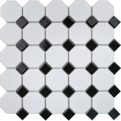 Керамическая мозаика StarMosaic С0002901 Octagon small White/Black Matt NXWN51488/IDLA2575 29 5x29 5 см