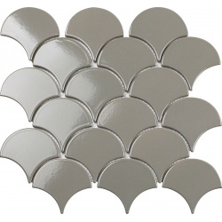 Керамическая мозаика StarMosaic С0003084 Fan Shape Dark Grey Glossy BF1312 27 4x29 3 см
