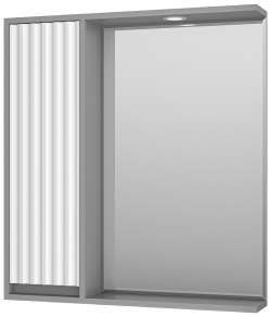 Зеркало со шкафом Brevita BAL 04075 01 01Л Balaton 75 L с подсветкой Белое матовое Серое
