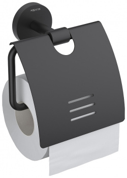 Держатель туалетной бумаги Aquatek AQ4609MB Бетта с крышкой Черный матовый
