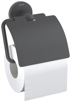 Держатель туалетной бумаги Aquatek AQ4209MB Оберон с крышкой Черный матовый