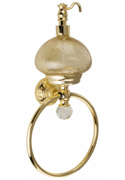 Дозатор для жидкого мыла с кольцом полотенец Migliore 16832 Cristalia Золото кристаллом Swarovski