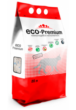 Наполнитель ECO Premium BLUE комкующийся древесный сосна 7 6кг 20 л 