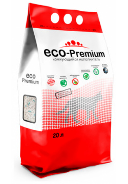Наполнитель ECO Premium GREEN комкующийся древесный сосна 7 6кг 20 л 