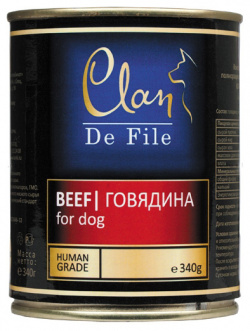 Влажный корм для собак Clan De File Beef 0 34 кг 